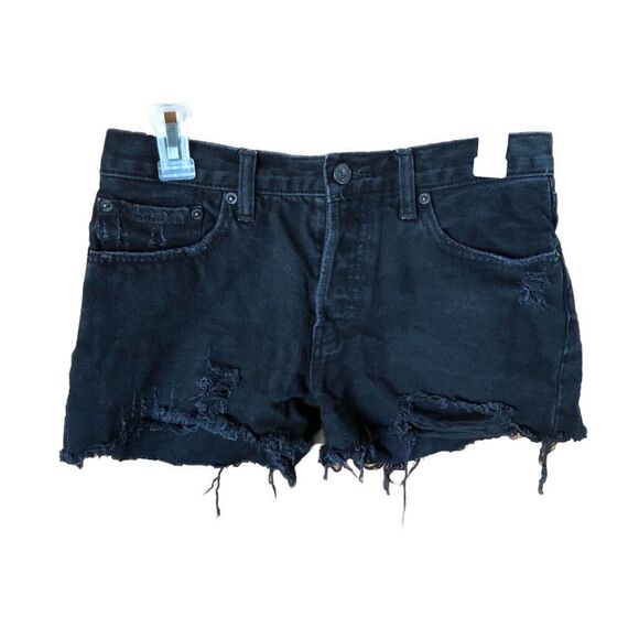 WE THE FREE Button Fly 100% Cotton Distressed Cut Off Jean Shorts - 27 - Picture 1 of 10